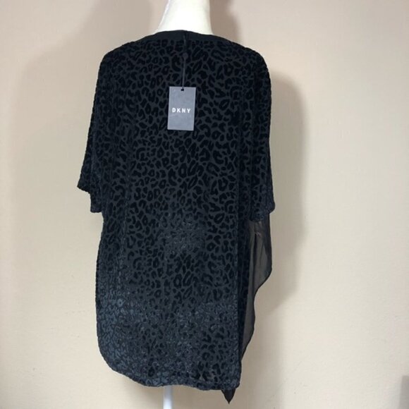 DKNY Top Blouse Size S Mixed-Print Two-Tone NWT - Picture 3 of 11